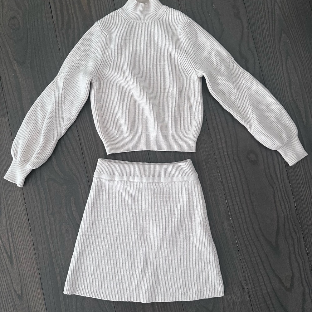 Zara White Knit Two-Piece Skirt Set